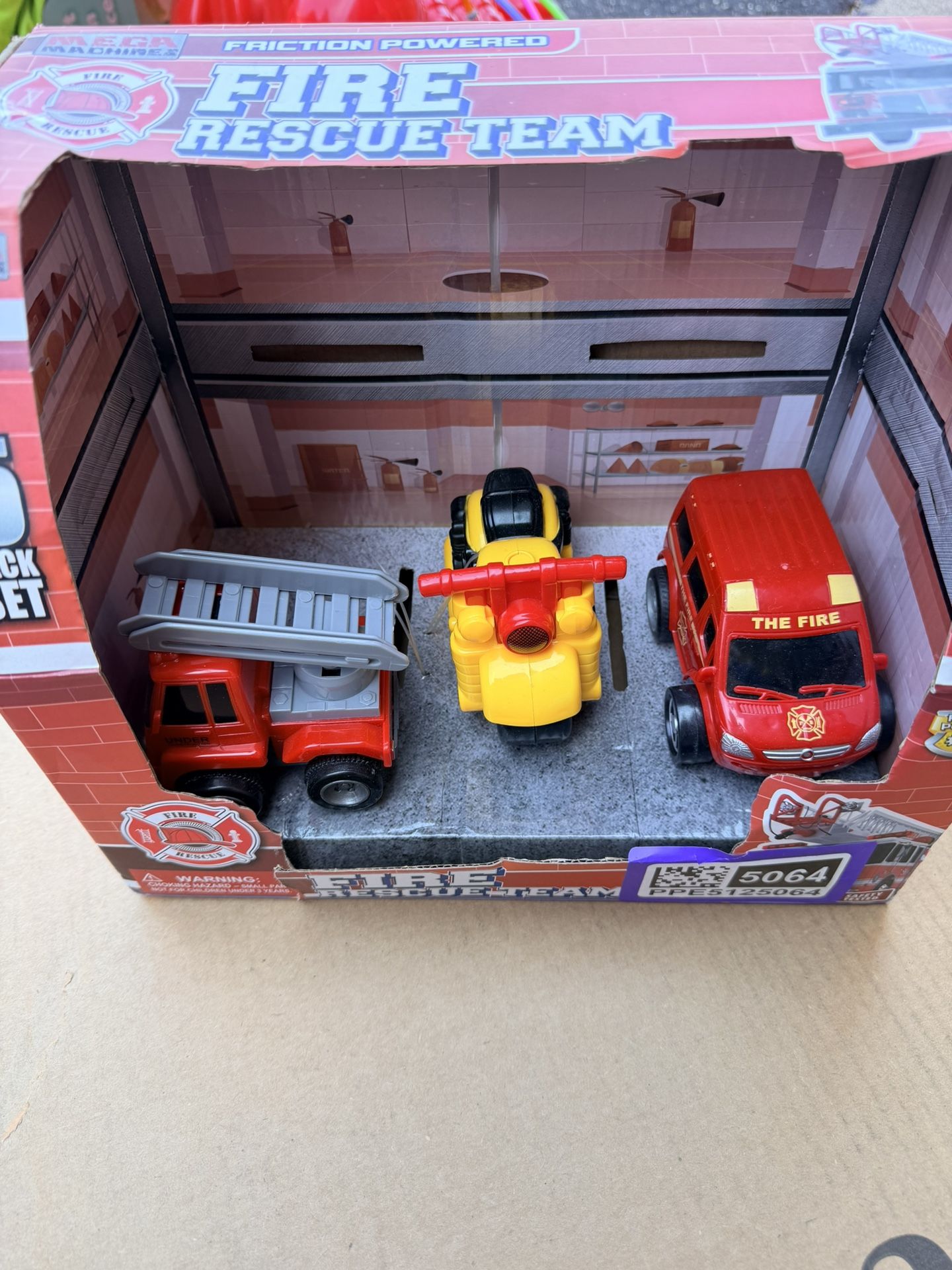 Mega Machines Fire Rescue Team 5 Pack Friction Powered Toy Vehicles