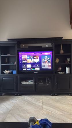 Dark Brown Entertainment Center with 55” Tv