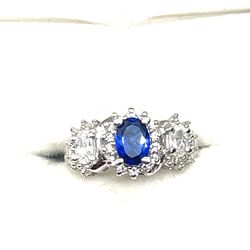 Sterling Brilliant Blue Stone Ring