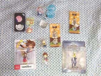 Kingdom Hearts Sora amiibo & Riku UDF Figurines + Kingdom Hearts & Pokemon Phone Charms And Kirby