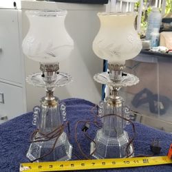 15" Vintage Crystal Table Lamps