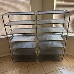 Silver shelving unit with 6 shelves