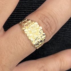 10k Gold Nugget Ring Real 10 Kt Anillo Oro