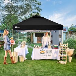 Canopy Tent, 10 x 10 Foot Portable Pop Up Outdoor shelter , Push Center Lock, UV Protection, and Carry Bag, Black  