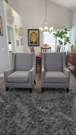 Set of Gray Fabric chairs