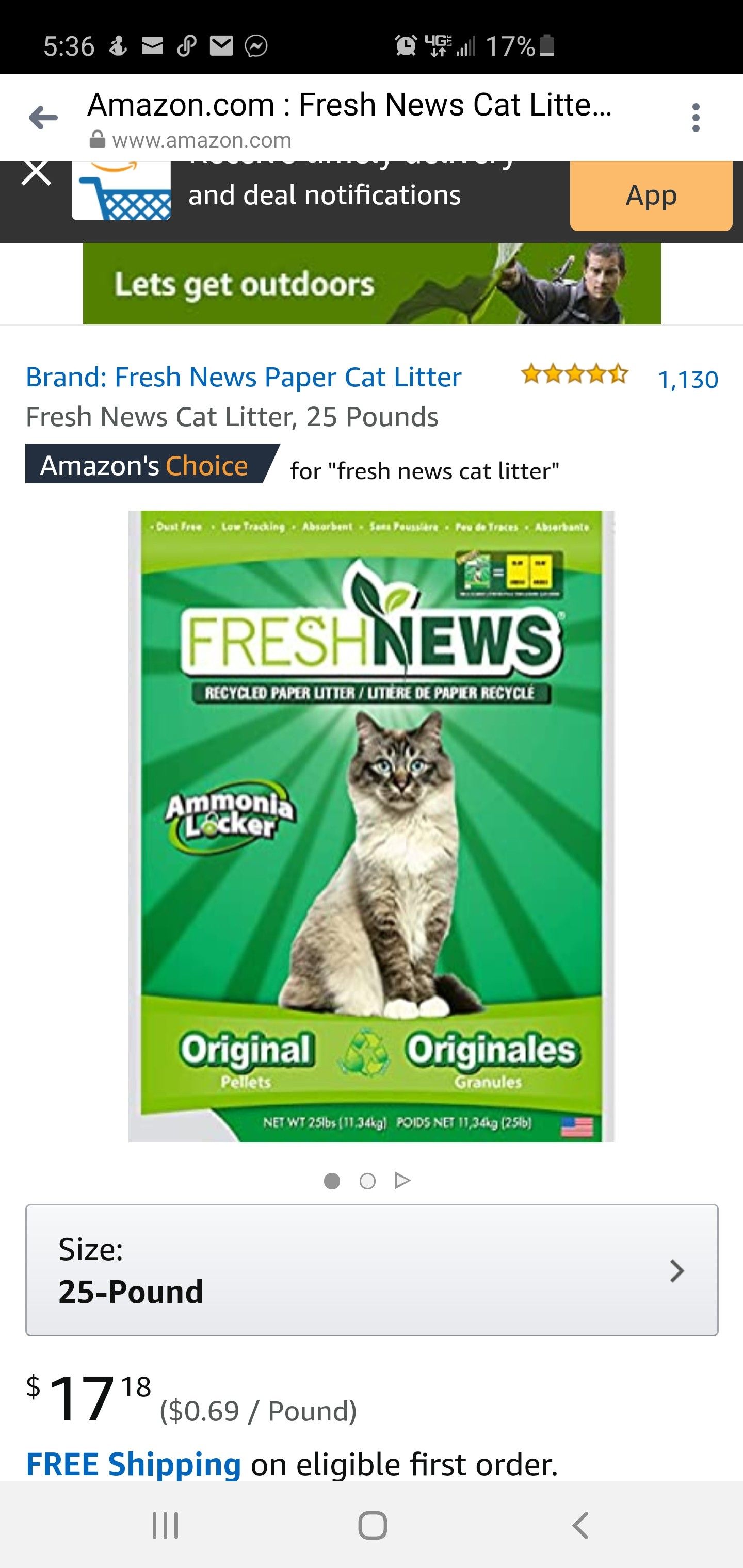 Fresh News Cat Litter, 25 Pounds