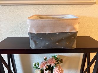 Grey and Pink Material Tote Organizer