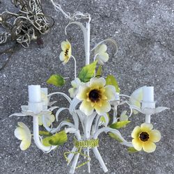 Vintage Tole Flower Chandelier 