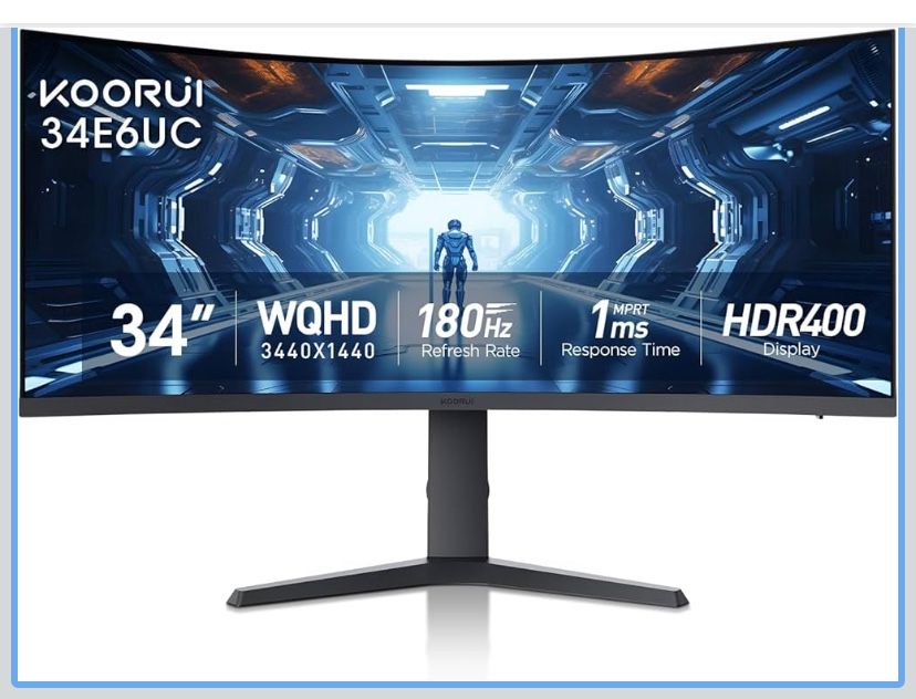 KOORUI 34” Ultrawide 1ms Gaming Monitor New!