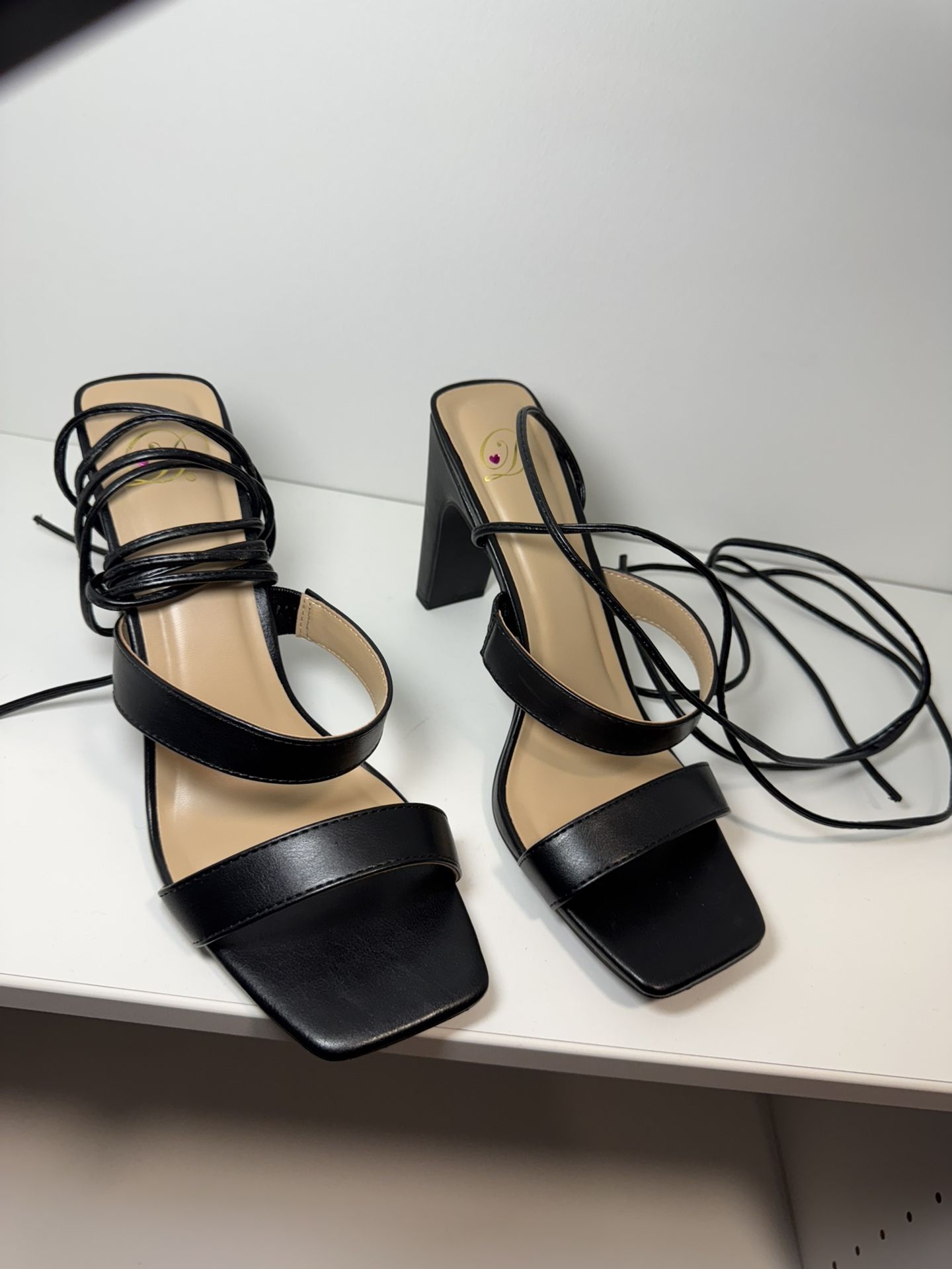 Black Strappy Lace-Up Heel - Size 11