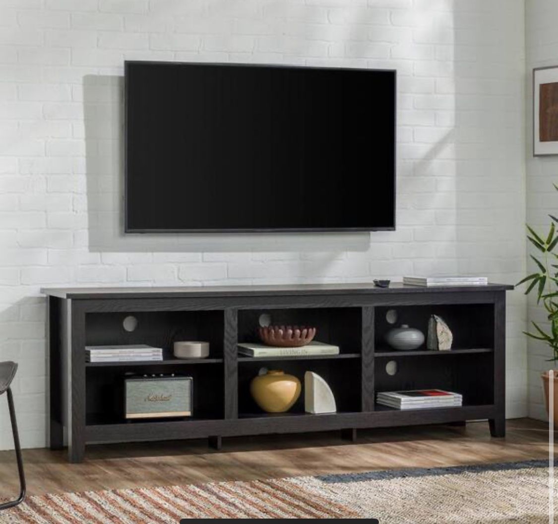 New Black 70" TV Stand with Adjustable Shelves