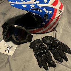 Brand New  Helmet Gloves An goggles