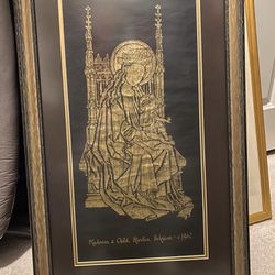 Religious Brass Rubbing Of Madonna & Child From Abbey