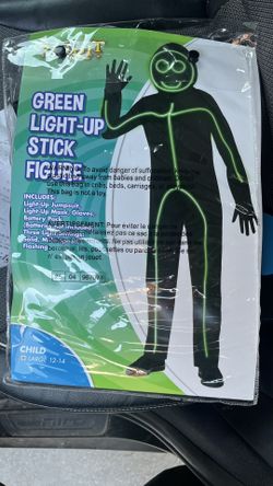 Glow In The Dark Stick Figure With Mask Halloween Costume