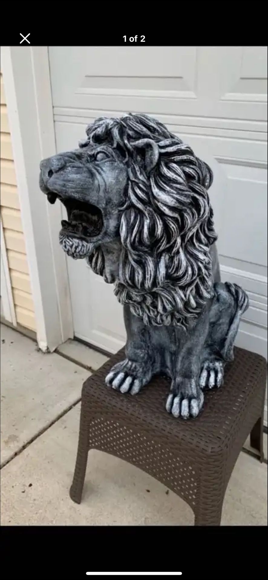 3 foot tall, stone, color, lion statue