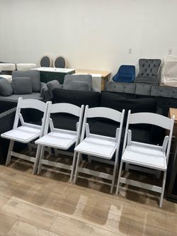Hercules Series Folding Chair - White Resin - Set of 4 800LB Weight Capacity Comfortable Event Chair - Light Weight Folding Chair