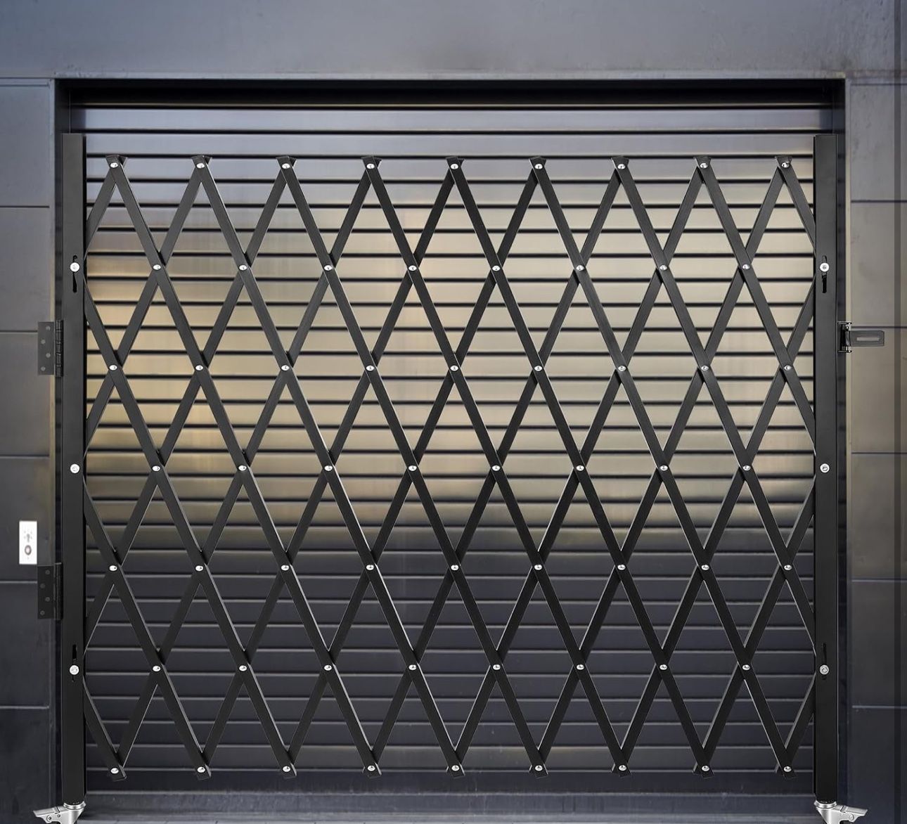 VEVOR Folding Door Scissor Gate - Steel Accordion 87" H x 94" W, 360 Rolling Barricade,Padlock Brand new in box: retail for $179.99; yours for $115.0