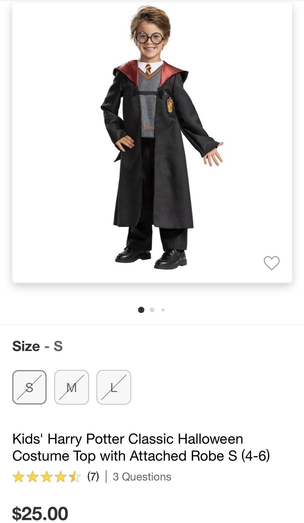 Target Kids’ Harry Potter Classic Halloween Costume Top with Attached Robe S (4-6) and Amazon Harry Potter Accessories Set, Costume Wand & Glasses