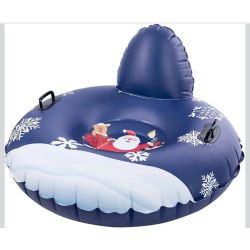 Inflatable Snow Tube Blue 47 Inch Diameter Santa Reindeer Design