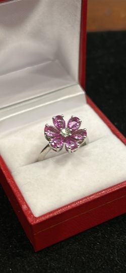 Pink Sapphires & Diamond Ring