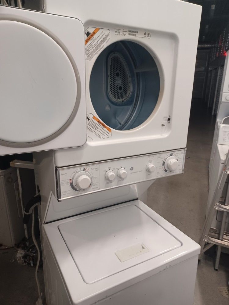 GE 24 inch stock washer dryer laundry center works.Good heavy duty not a day warranty.I fixed on sale washers and dryers