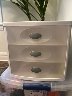 White Sterilite Desktop 3 Drawer Storage