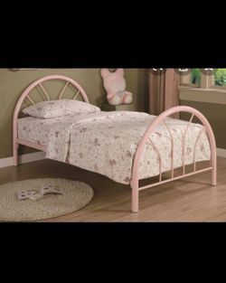 Pink twin bed frame metal