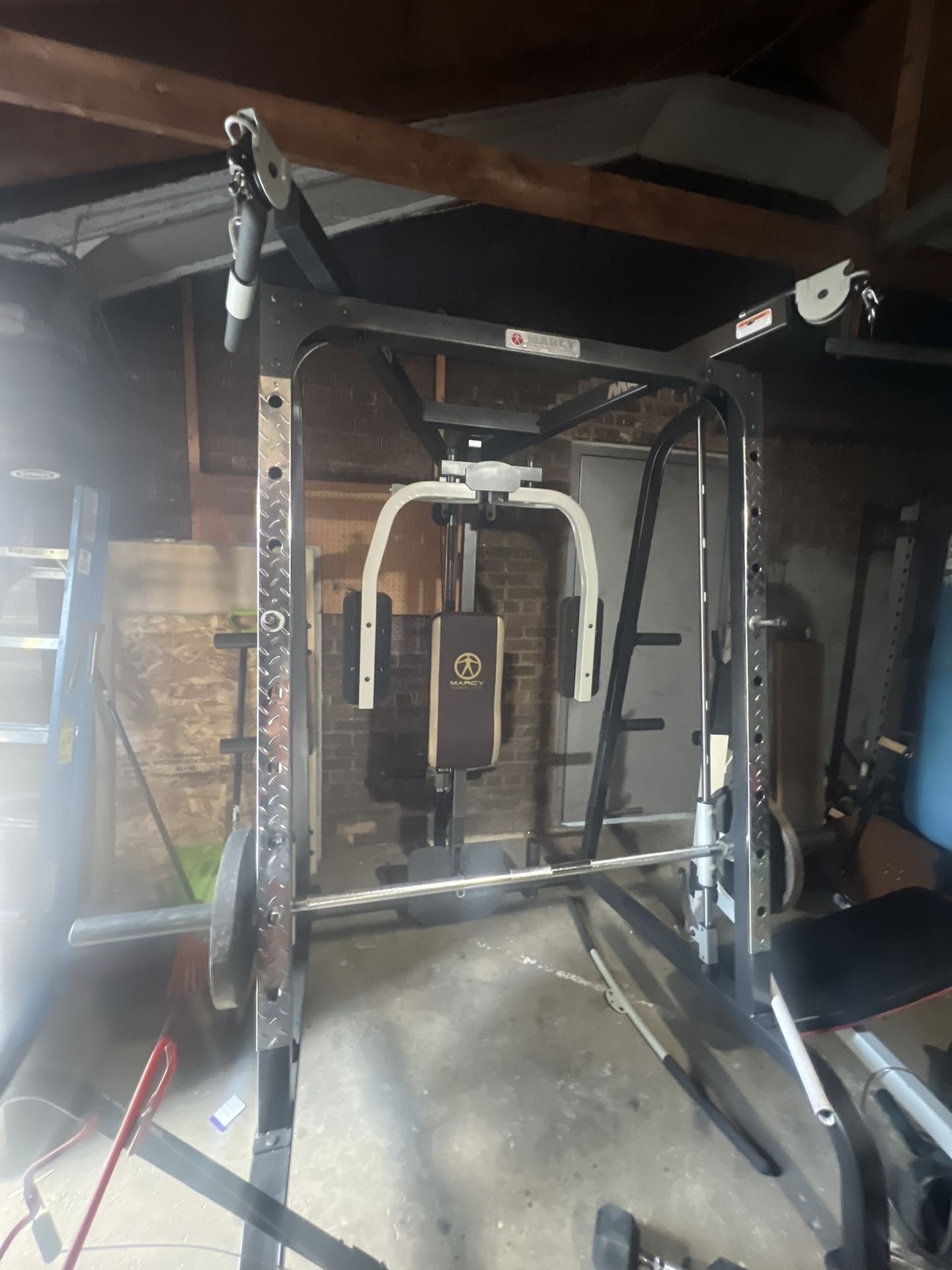 🔥Complete Home Gym Power Rack w/ Bench, Smith Machine & Pulley System – All-in-One Setup!
