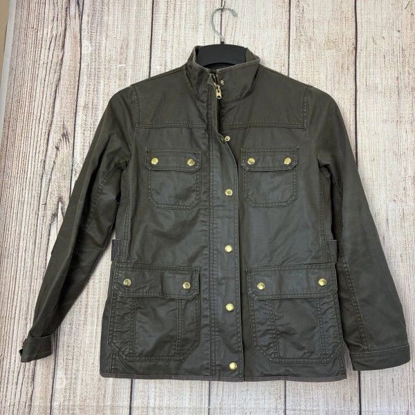 J Crew Downtown Field Jacket Field Utility Dark Moss Size XS Cargo Military Boho Women's extra smal