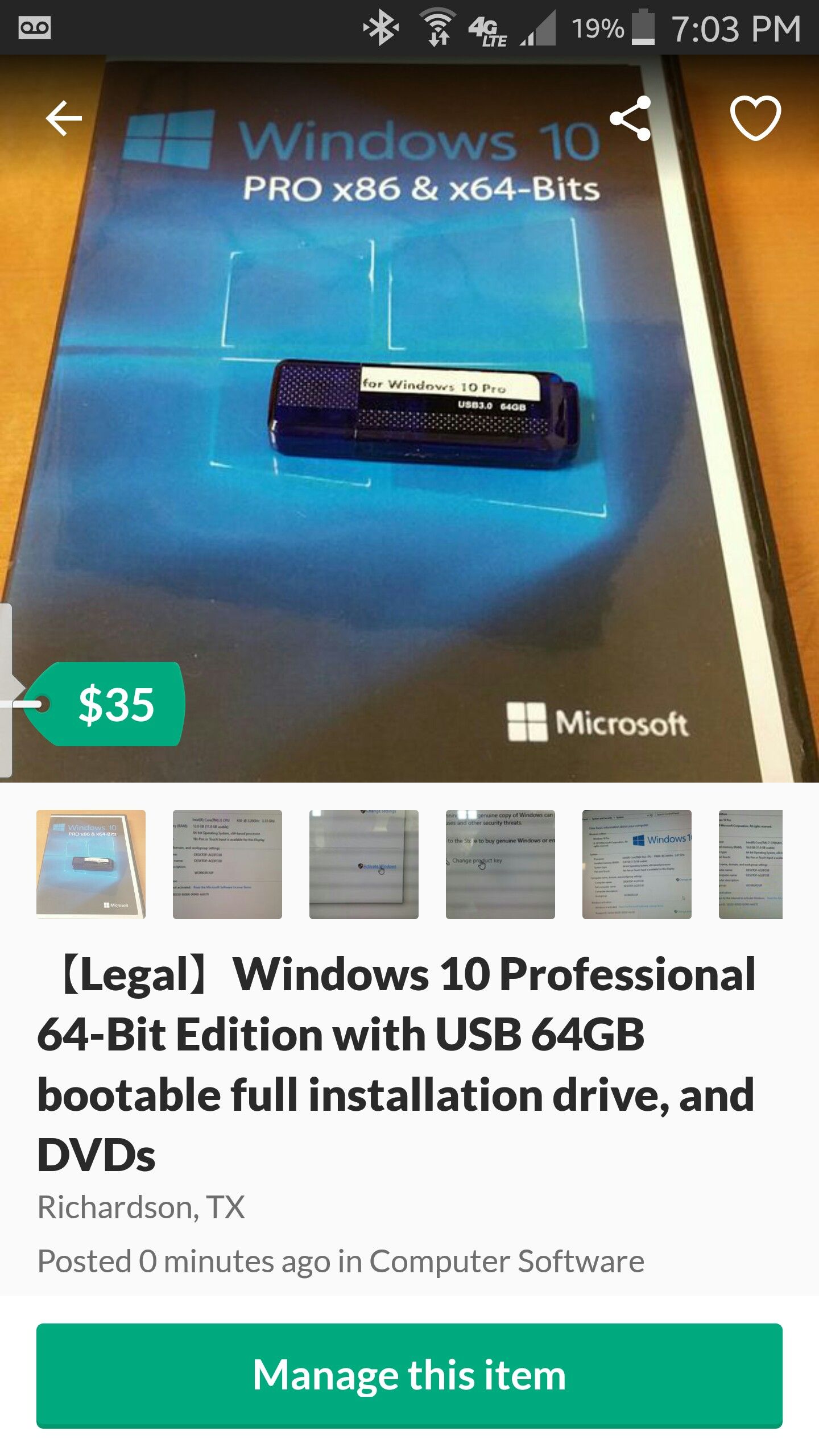 【Legal】Windows 10 Professional 64-Bit Edition 【latest version】with USB 64GB bootable full installation drive, and DVDs