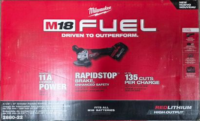 M18 FUEL 18V Lithium-Ion Brushless Cordless 4-1/2 in./5 in. Grinder, Paddle Switch Kit with Two 6.0 Ah Batteries