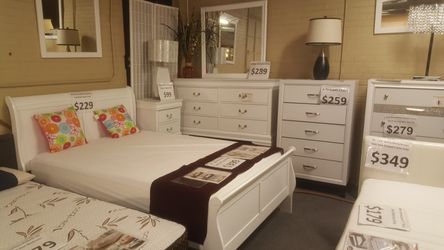 Brand new full or queen bed frame + dresser + mirror + nightstand