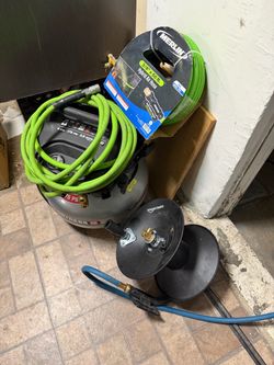 6gal portable air compressor reel and 75ft of air hose
