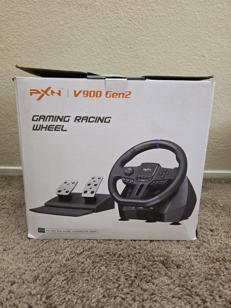 PXN V900 GEN 2 Racing Wheel – 270°/900° Steering Wheel w/ Pedals for PC, PS4, Xbox, Switch