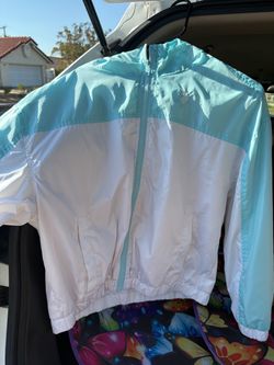 U.S. Polo Assn zip up baby blue and white wind breaker
