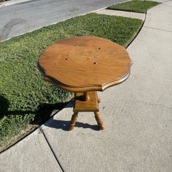 Vintage Solid Wood Pedestal Side Table | Refinished