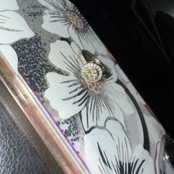 CHAMPAGNE & WHITE DIAMONDS 14k WHITE GOLD RING 