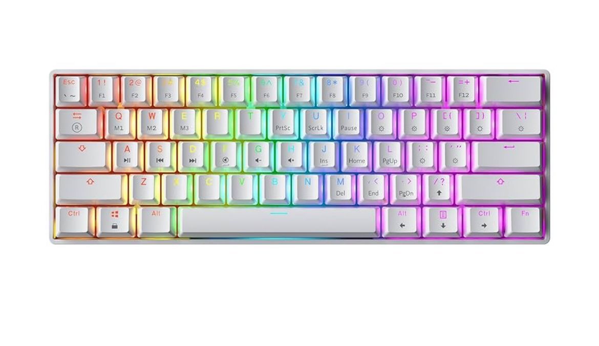 Mechanical Gaming Keyboard - 61 Keys Multi Color RGB Illuminated LED Backlit Wired Programmable for PC/Mac Gamer