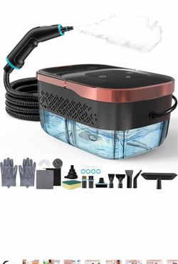 Limpiador de vapor, vaporizador de alta presión de 4 bar con 6 niveles ajustables, calentamiento de 15s, tanque grande de 42.7 oz, manguera extendida 