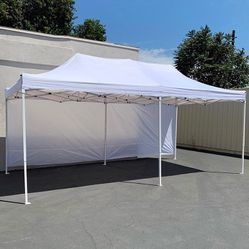 $205 (New in box) Heavy-duty canopy 10x20 ft with (2 sidewalls), ez popup shade outdoor gazebo, carry bag