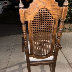 Vintage Cane Back Arm Chair Solid Wood Accent Chair $395