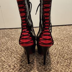 Pleaser Platform Red and Black Heels