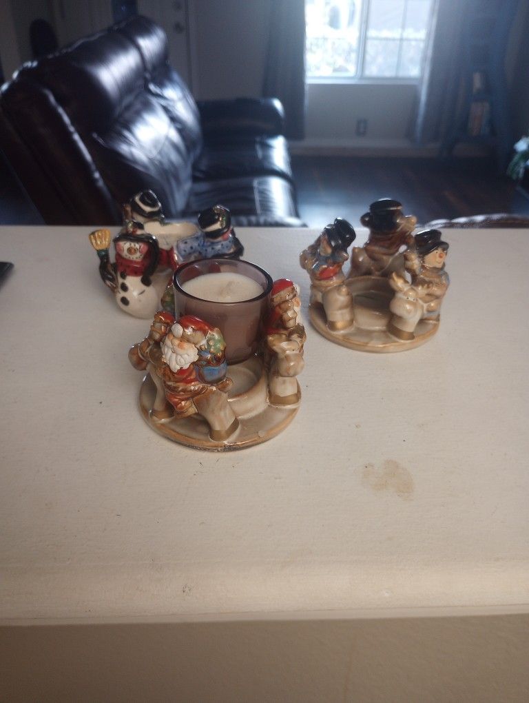 Ceramic Christmas Candle Holders