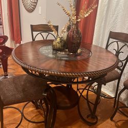 Round wooden dinner table