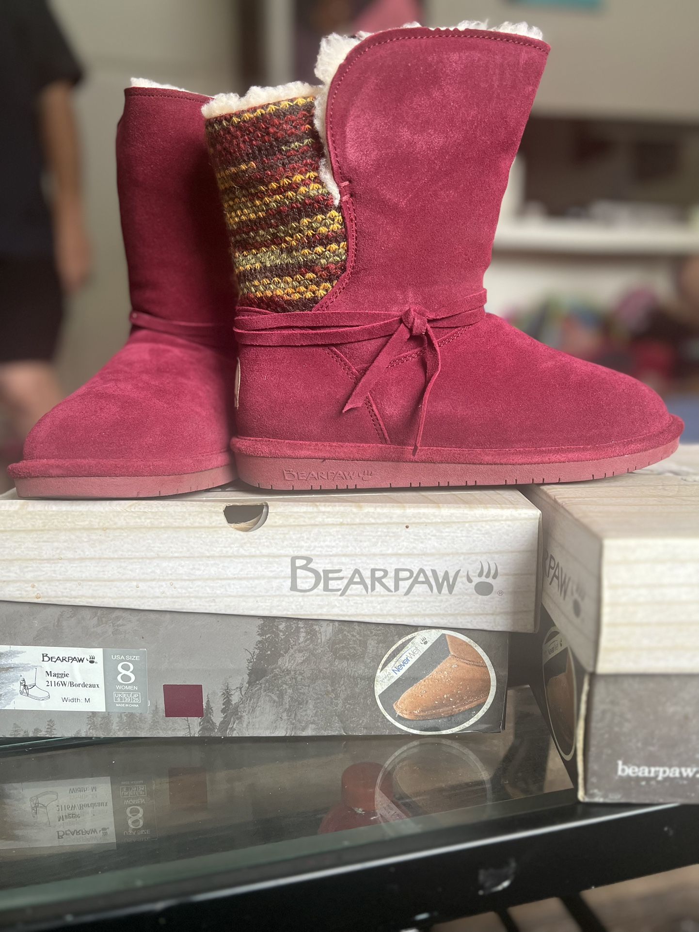 Bearpaw geneva suede outlet sheepskin boot with neverwet