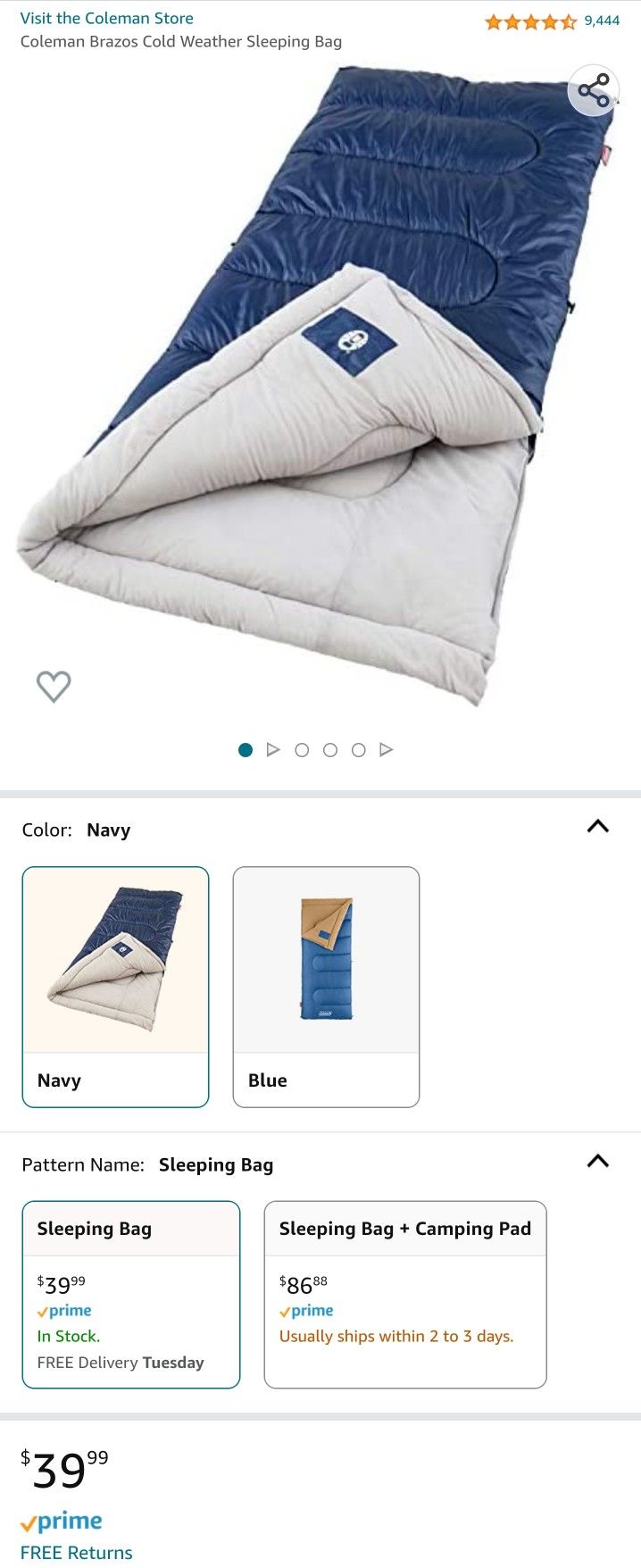 Brazos Cold Weather Sleeping Bag X2 Coleman for Sale in Chula Vista, CA