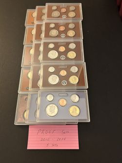 Coins – Brilliant Uncirculated Proof Sets- 5 Consecutive Years – 2010S through 2014S – total 70 coins $214