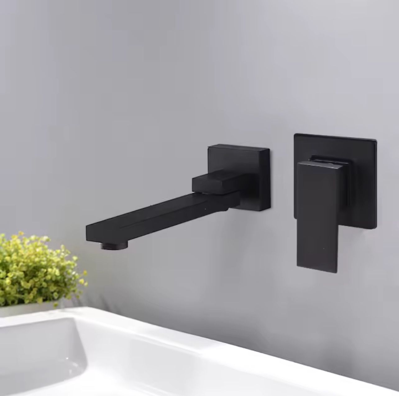 New In Box Wash Basin Bathroom Faucet Hot And Cold Water Wall Mount Mixer Sink Tap Swivel Spout Bath With Modern Single Lever Handle Black Matte