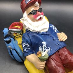 Lounging Santa Christmas Beach Pool Figurine   5x3x3
