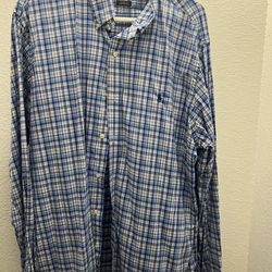 Ralph Lauren Polo Blue Plaid Long Sleeve Button Up Casual Mens XL
